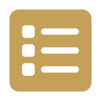 Gold list symbol on black background