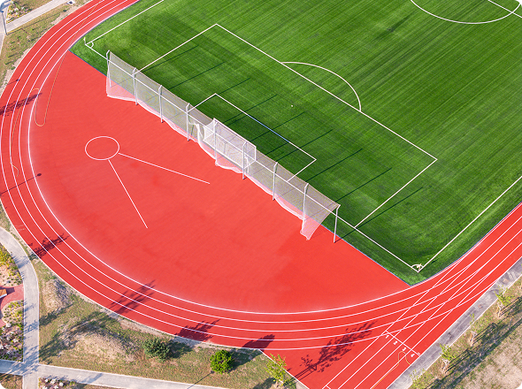 Aerial view of sports field complex