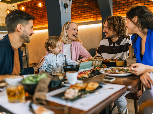 Family enjoying a meal together